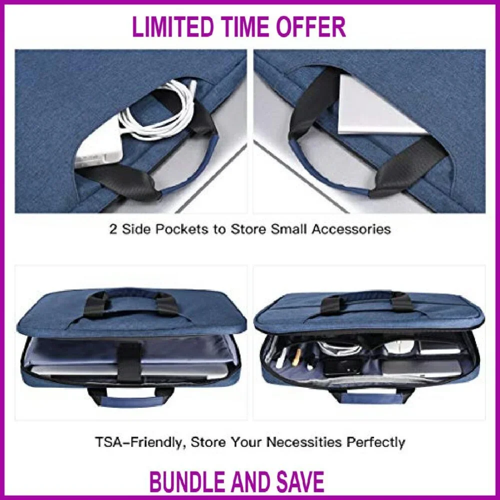 14-15 Inch Laptop Sleeve Case with Organizer, Waterproof Canvas